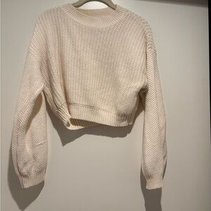 Cropped Cream Knit Sweater